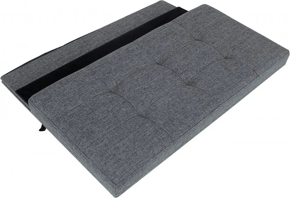 Bancheta cu capac si spatiu depozitare, textil / MDF, gri inchis, Songmics