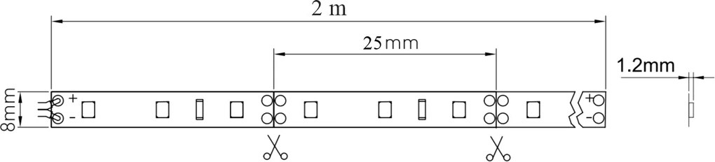 Banda LED Flash GTV pentru mobilier, lumina neutra, 120 LED m, 550 lm m, 9,6 W m, 12V, IP20, 2 m Alb neutru, 9.6 W m, 12 V, 550 lm m, LED Flash, 8