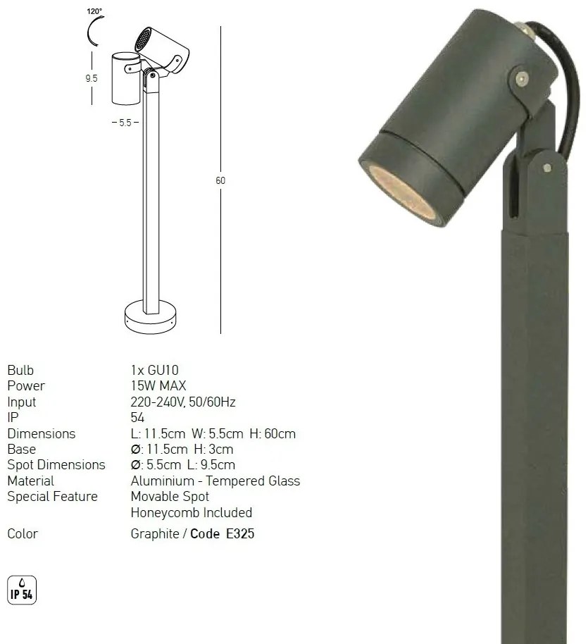 Stalp cu spot directionabil iluminat exterior modern IP54 Milly