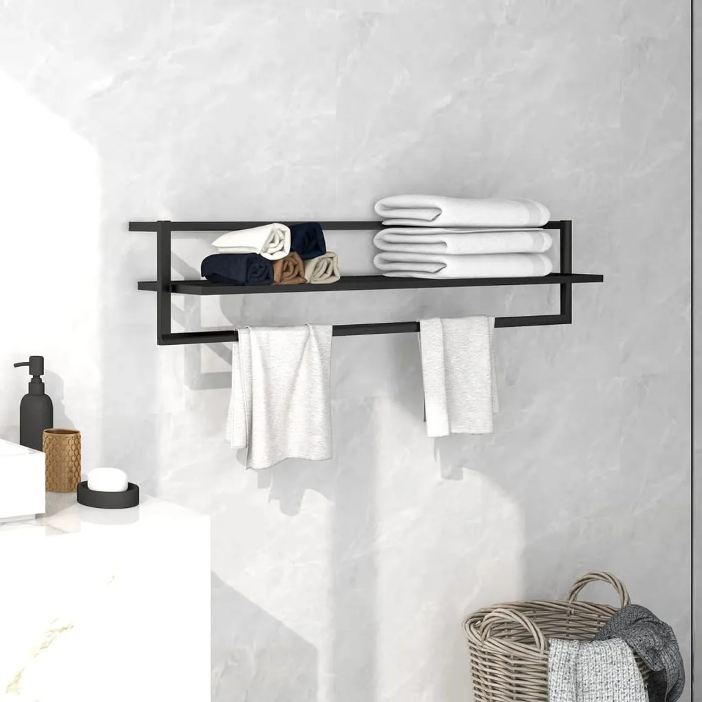 vidaXL Suport de prosoape, negru, 95x25x22 cm, fier