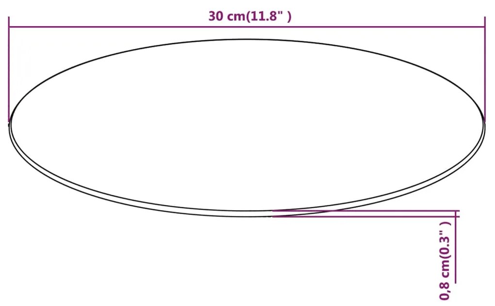 Blat de masa din sticla securizata, rotund, 300 mm 1, Transparent, O 30 cm