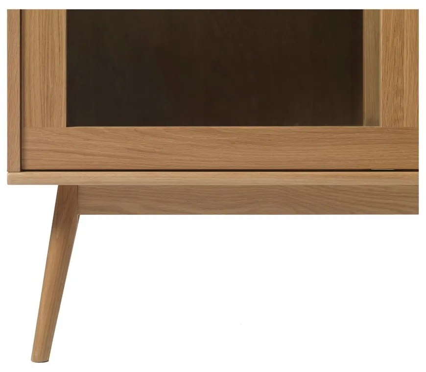 Vitrină în culoare naturală cu aspect de lemn de stejar cu ușă glisantă 110x160 cm Barrali – Unique Furniture