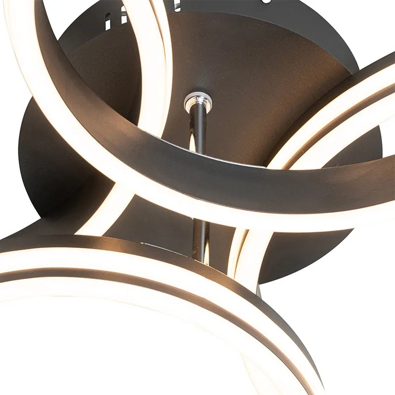 Plafoniera neagră inclusiv LED cu dimmer în 3 trepte 4 lumini - Navara