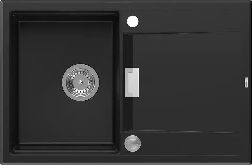 Chiuveta compozit incastrata Quadron Unique Oven negru carbon - inox 76x50 cm