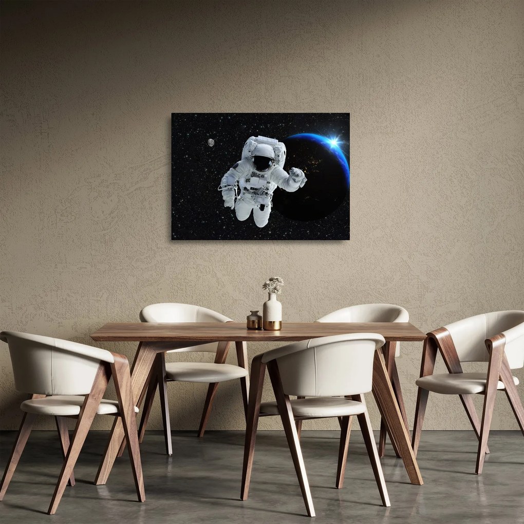 Tablou pe sticlă - Astronaut în Cosmos (70x50 cm)
