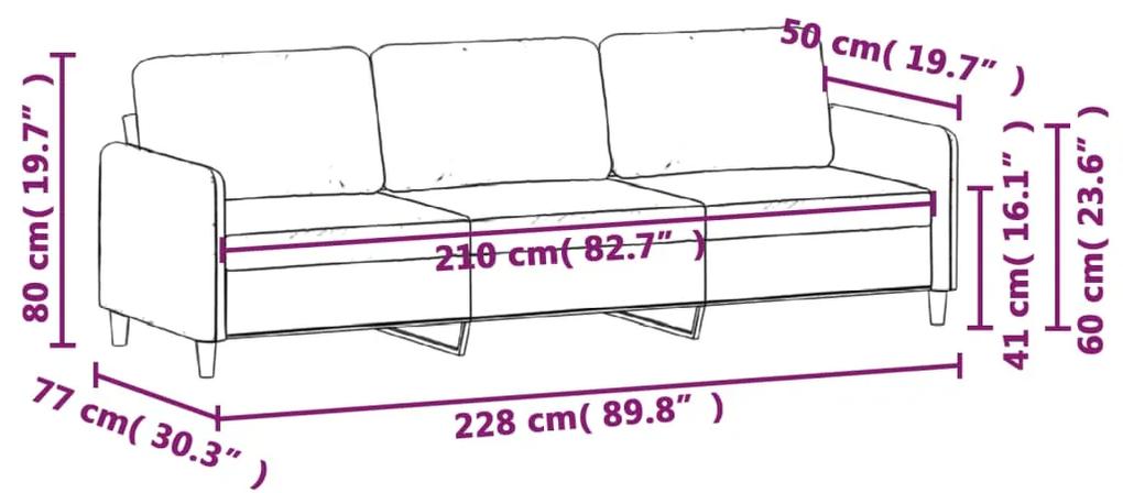 Canapea cu 3 locuri, galben, 210 cm, catifea Galben, 228 x 77 x 80 cm