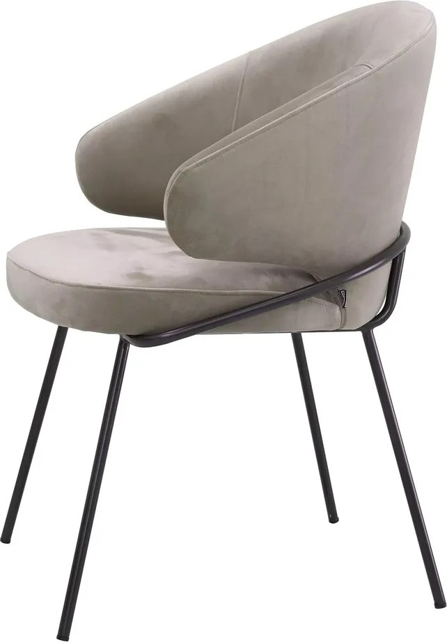 Scaun tapitat design LUX Kinley, catifea savona greige 115875 HZ