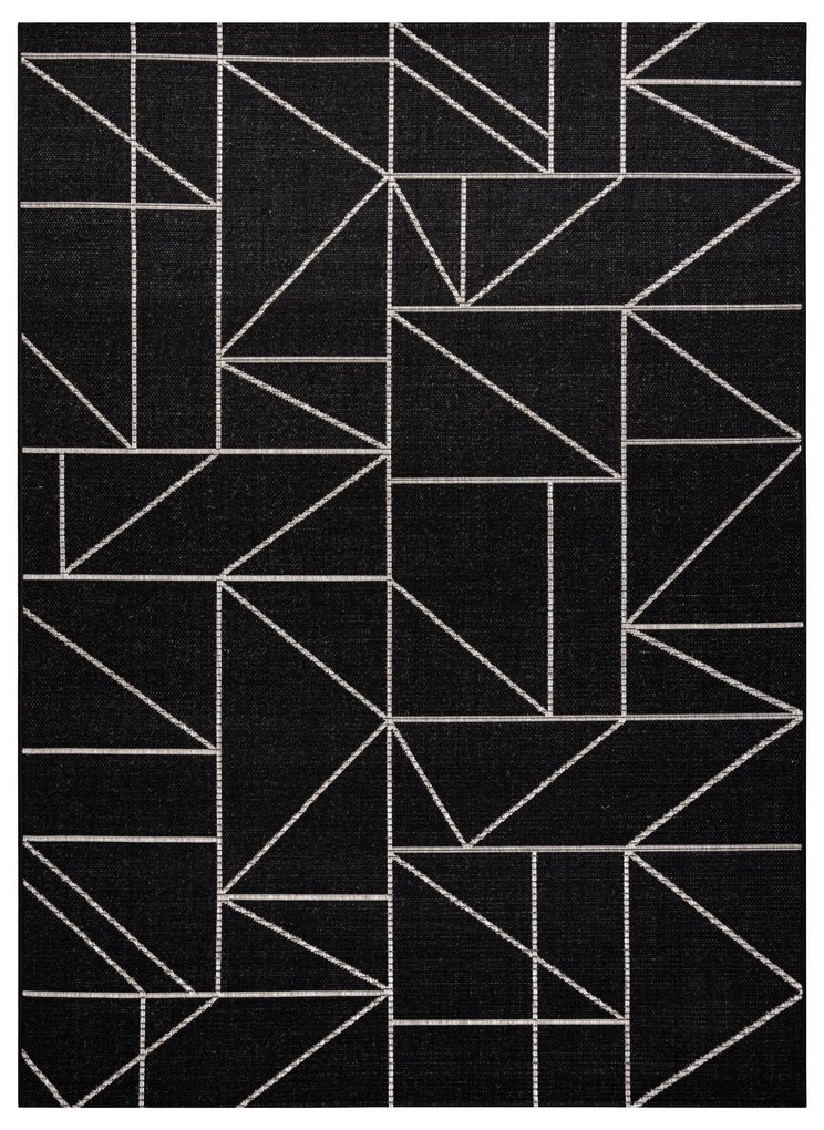 Covor sisal Floorlux 20605 negru si argint Triunghiuri, Geometric - SECUNDAR-COTATI PRODUSUL