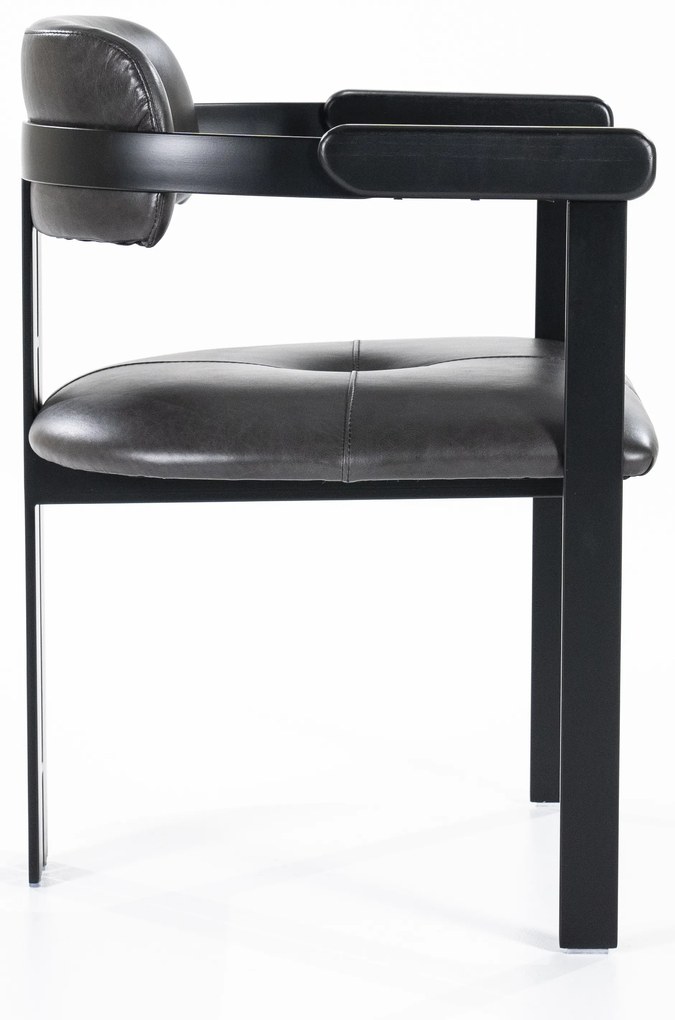 Scaun Morris din piele si metal negru
