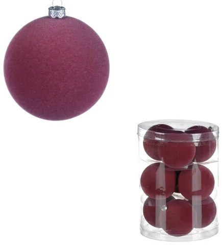 Globuri de catifea de Crăciun, plastic, violet, 9 buc