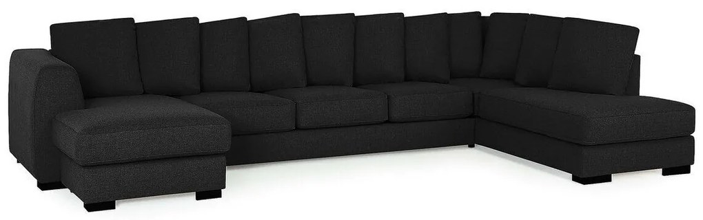 Colțar Scandinavian Choice F102Negru, 403x212x85cm, Picioare: Lemn, Plastic