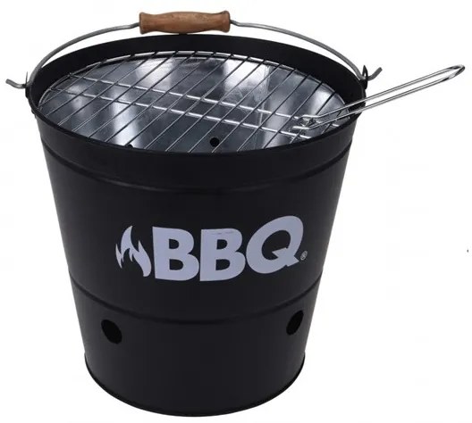 Gratar pe carbune sub forma de galeata, 26.5 cm, negru