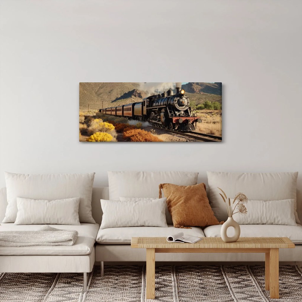 Tablou - Locomotivă cu aburi (120x50 cm)