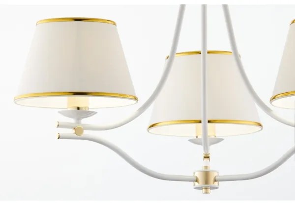 Jupiter 2085 - Candelabru pe lanț SAMBA 3xE27/15W/230V alb/auriu