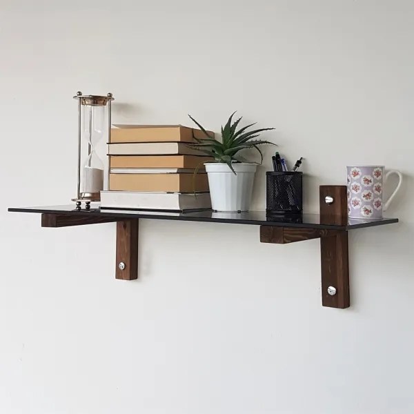 Raft de perete 85x25 cm pin/negru