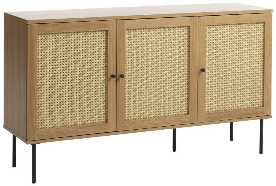 Comodă în culoare naturală joasă cu aspect de lemn de stejar 140x80 cm Pensacola – Unique Furniture