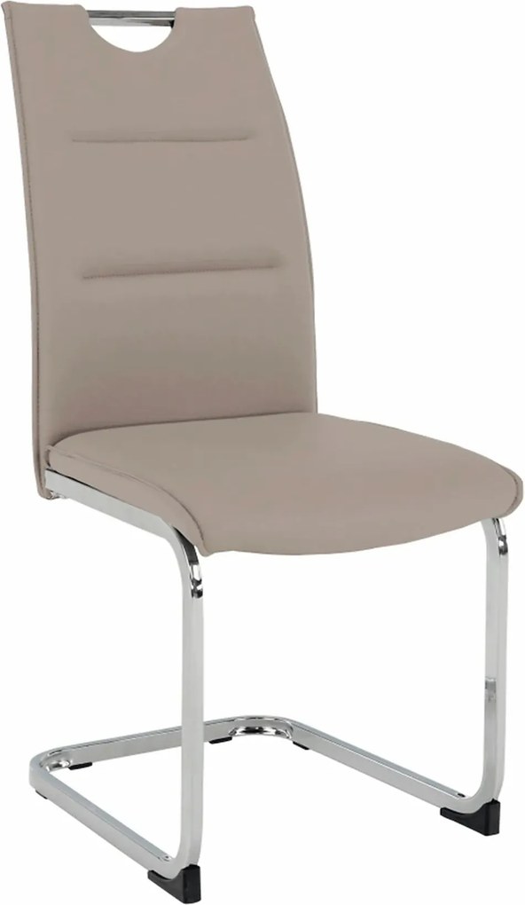 Scaun dining TOSENA, maro deschis/crom, piele ecologica/metal, 44x61x9
