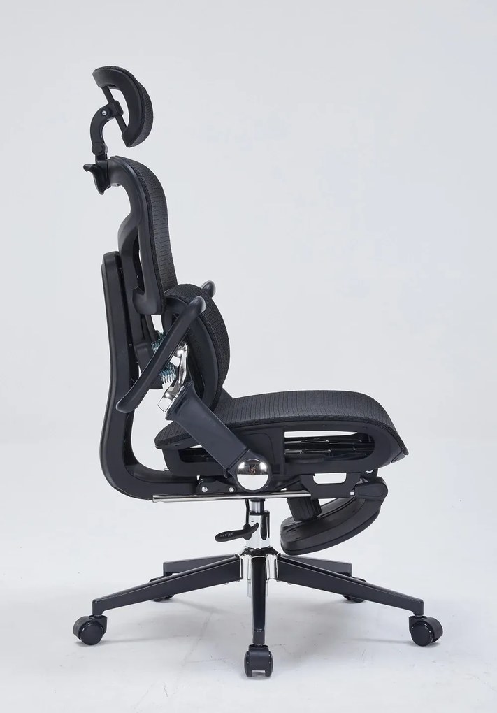 RESIGILAT- Scaun ergonomic premium DeluxStar T9 – cotiere 6D ultra moi, suport lombar adaptiv, spătar reglabil pe inaltime, tetiera 4D, mecanism multifunctional inclinare/blocare, pivotant, Mesh, Negru