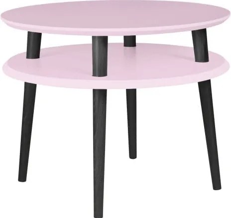 Masă de cafea cu picioare negre Ragaba UFO, Ø 57 cm, roz deschis