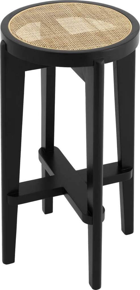 Scaun de bar din lemn finisaj negru design modern Dareau, H-76,5cm 114381 HZ