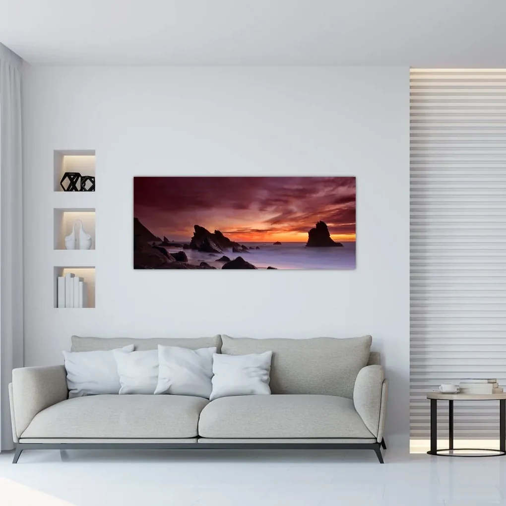 Tablou cu apus de soare pe mal (120x50 cm), în 40 de alte dimensiuni noi
