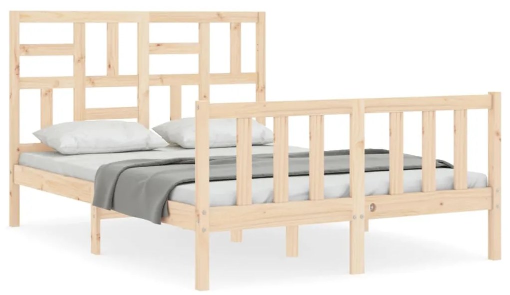 3193076 vidaXL Cadru de pat cu tăblie, 140x200 cm, lemn masiv