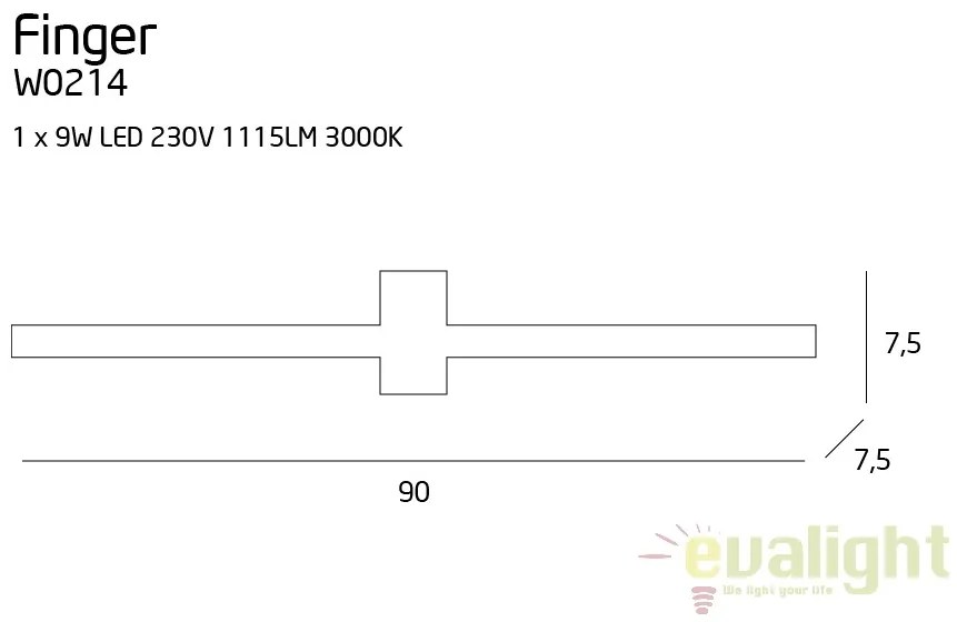 Aplica de perete LED pentru oglinda baie, IP54 FINGER W0214 MX