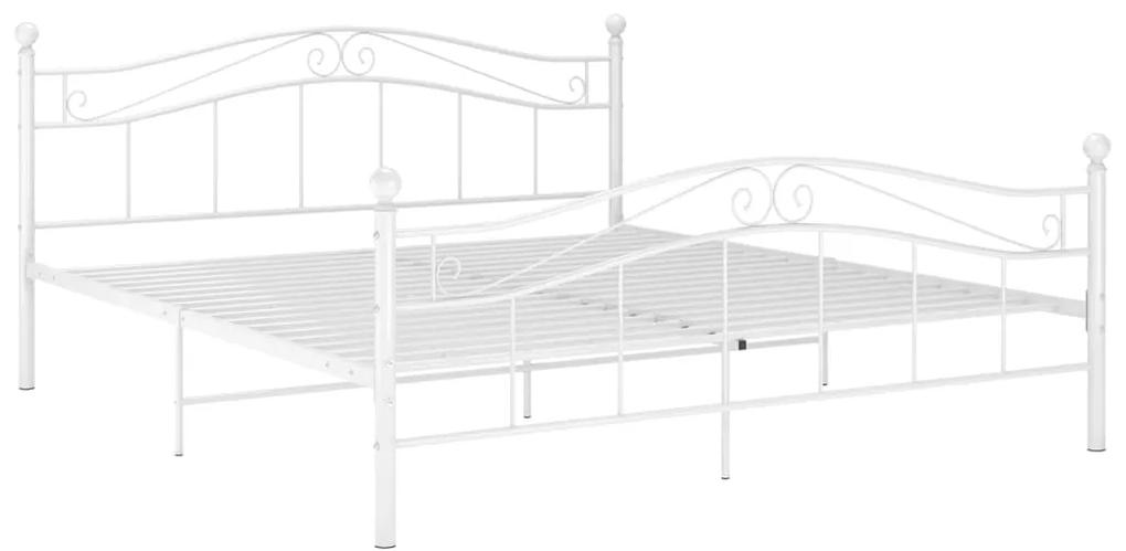 Cadru de pat, alb, 160x200 cm, metal Alb, 160 x 200 cm