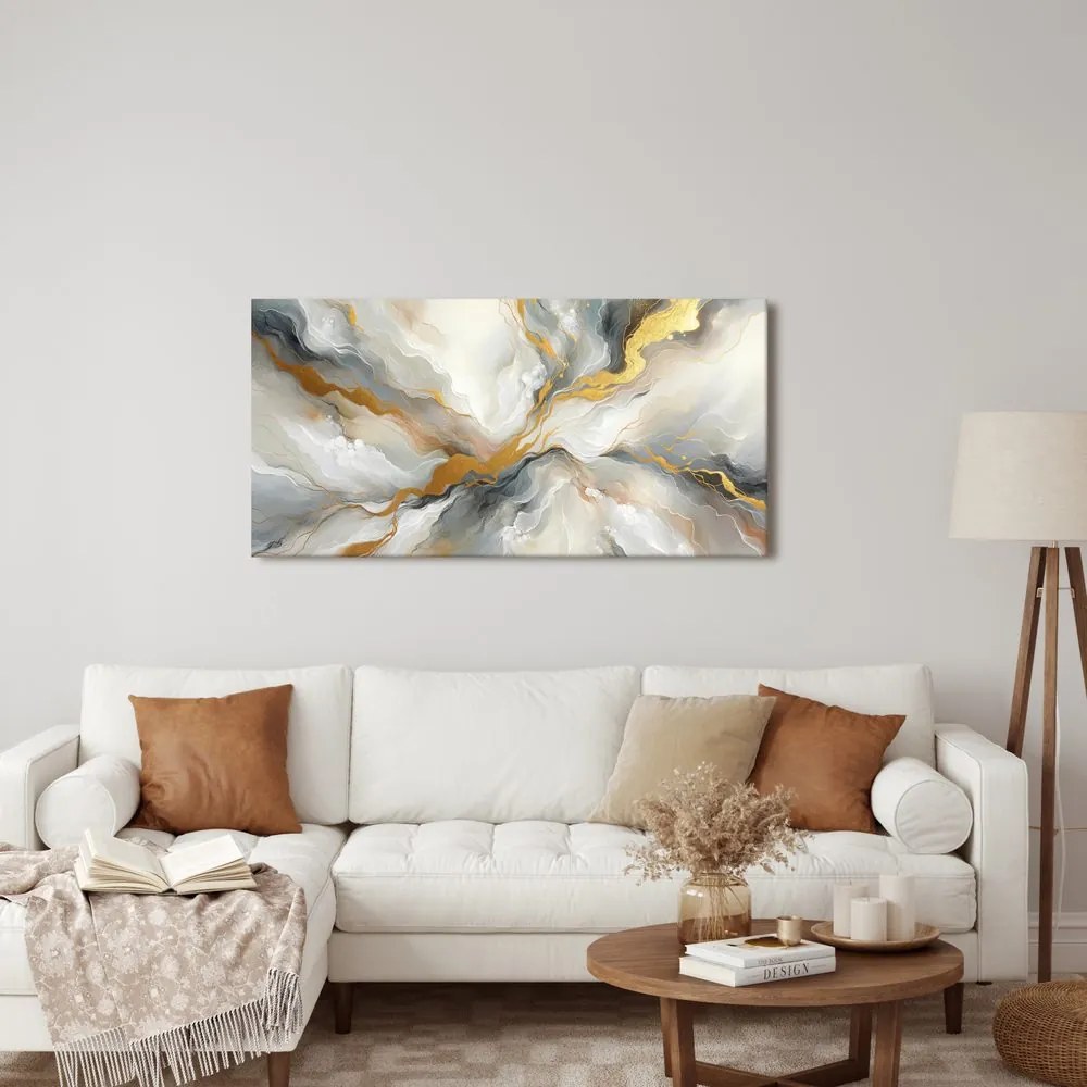 Tablou abstract energie aurie