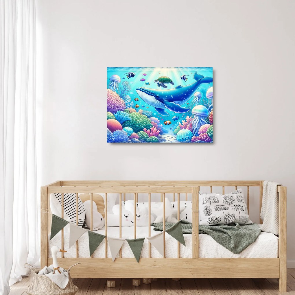 Tablou pe sticlă – Lume subacvatică (70x50 cm)