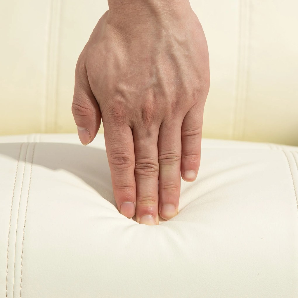 HOMCOM Scaun de relaxare cu funcție de masaj, spătar ajustabil, bază rotativă, până la 150 kg, piele ecologică, Crem | Aosom Romania