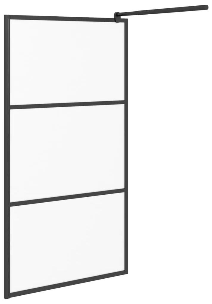 Perete cabina dus walk-in negru 100x195 cm sticla ESG semi-mata Negru, 100 x 195 cm, Mat