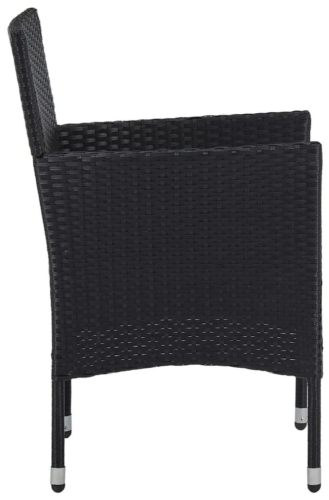 Set mobilier de gradina, 11 piese, negru, poliratan