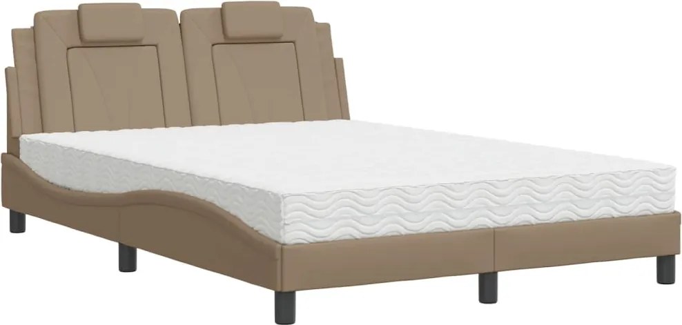 vidaXL Pat, Viana, cu saltea, cappuccino, 120x200cm piele ecologică