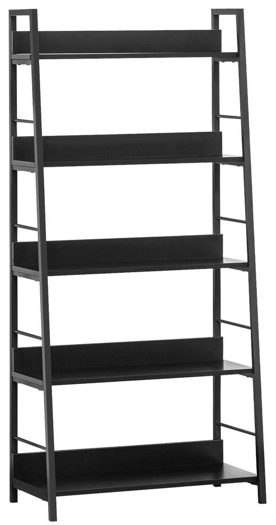 HOMCOM Bibliotecă poliță de depozitare Stil Industrial înclinat 5 Nivele 70L x 35l x 150H cm Negru | Aosom Romania