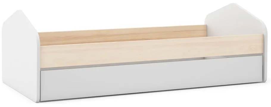 Pat pentru copii cu extensie alb/cu aspect de lemn de pin 90x200 cm Estefania – Marckeric