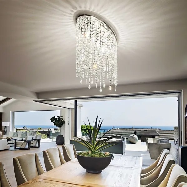 Ideal Lux - Plafonieră cu cristale RAIN 3xE14/40W/230V crom lucios