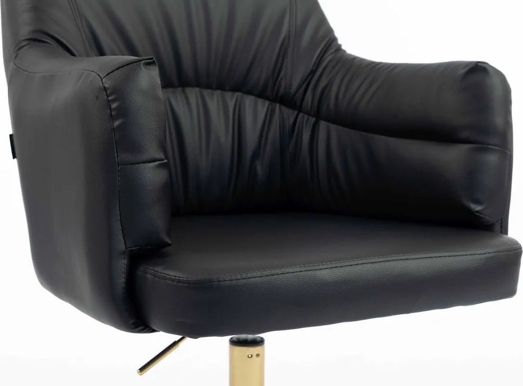 HR840N Scaun Negru Piele Ecologica cu Bază Aurie