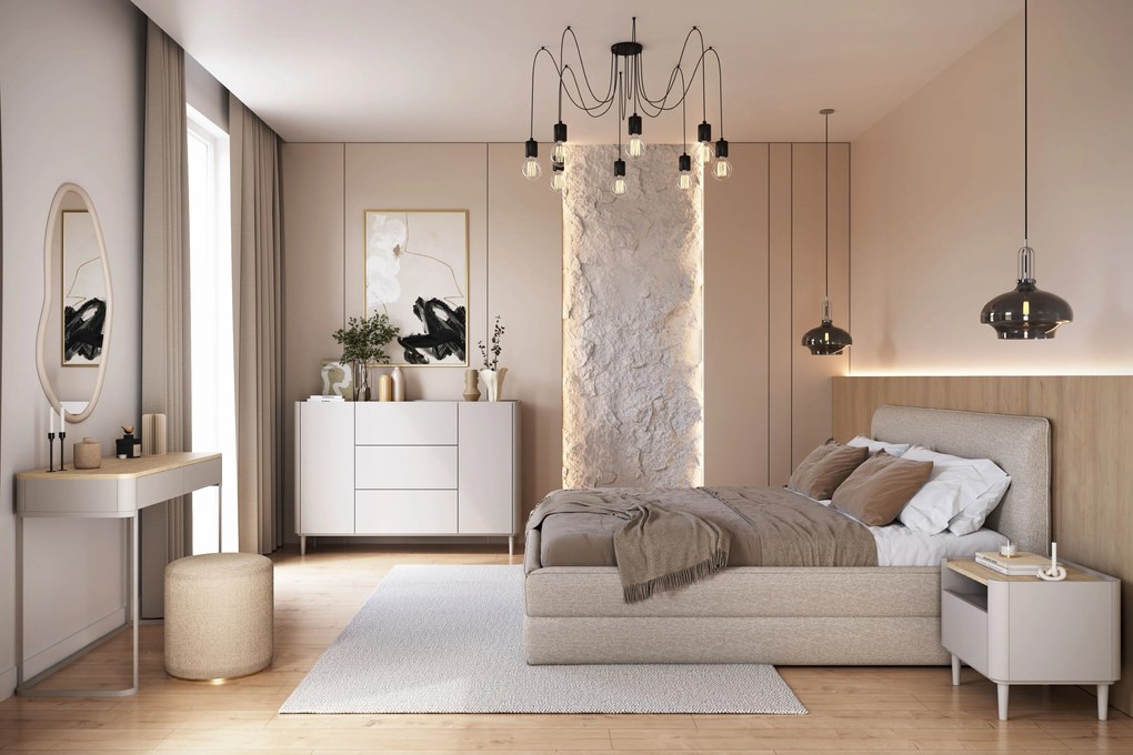 Comodă cu sertare pe picioare Elivo 150 cm - cașmir / stejar uleiat