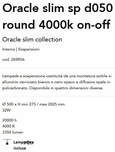 Lustra LED design modern Oracle slim sp d050 round 4000k on-off alb