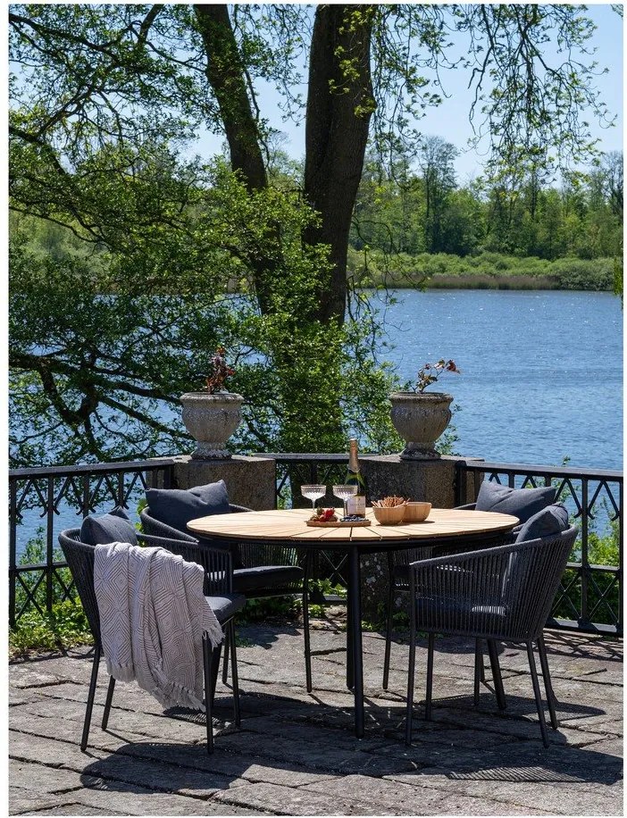 Scaun de grădină gri închis din metal/capitonat Salerno – House Nordic