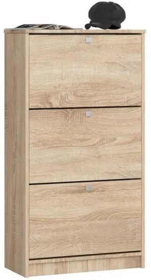 Dulap depozitat incaltaminte, pantofar, placa laminata, 3 sertare, stejar, 60x28.5x113 cm