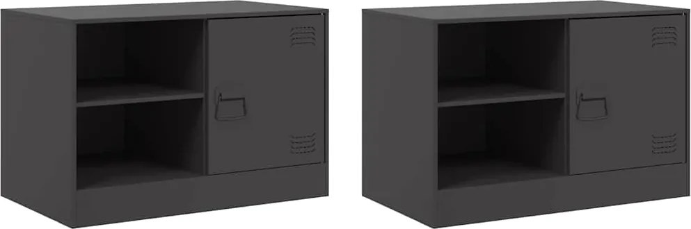 vidaXL Dulapuri TV, 2 buc., negru, 67x39x44 cm, oțel