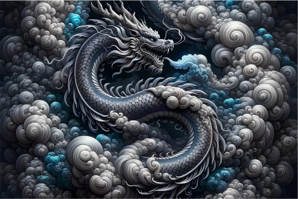 Tablou – Dragon în fum (90x60 cm)