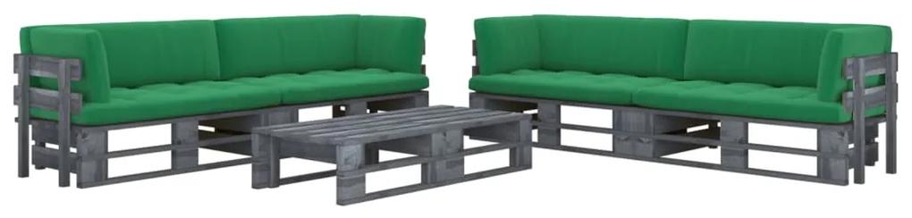 3066990 vidaXL Set mobilier din paleți cu perne, 6 piese, gri, lemn pin tratat