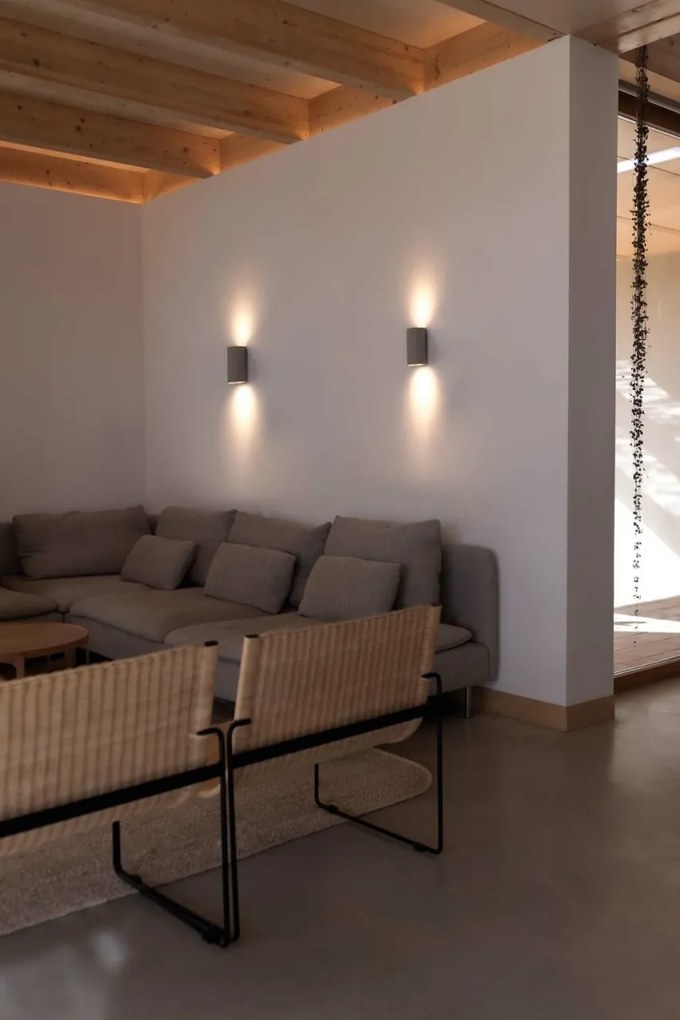 Aplica perete aluminiu gri, 2xGU10, SOLE round