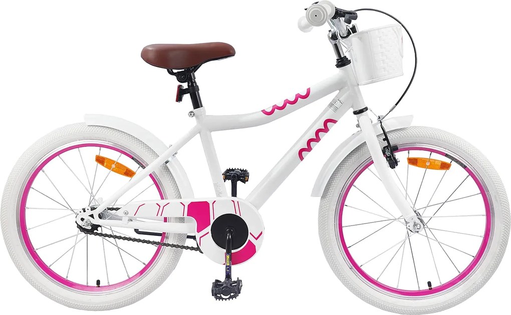 vidaXL Bicicletă pentru Copii 18 Inci pentru 5-7 ani Alb