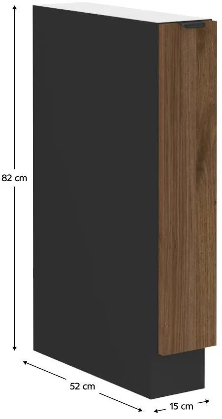 Dulap inferior bucătărie cu coș extensibil Monzesa 15 D CARGO BB (nuc okapi + negru) . 1096943