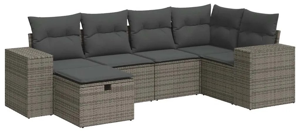 3325686 vidaXL Set mobilier grădină cu perne, 6 piese, gri, poliratan