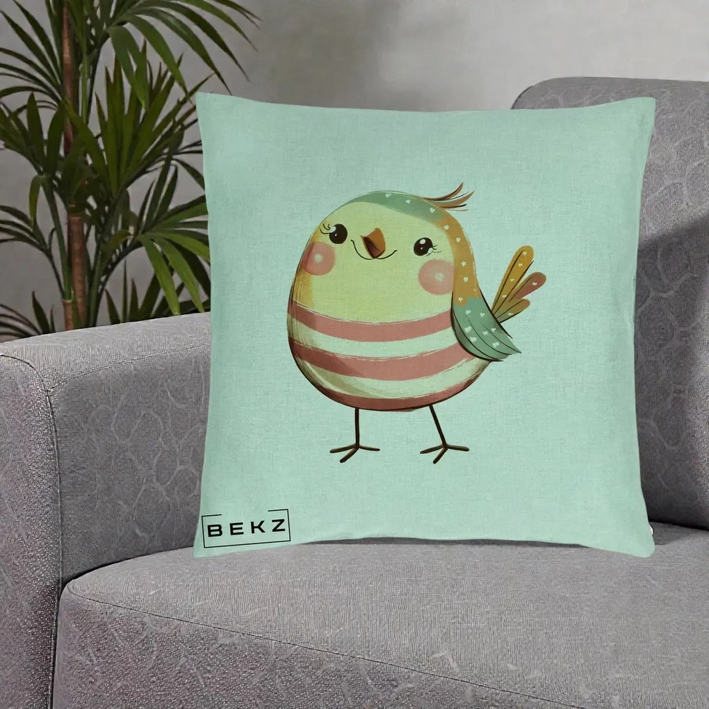 Perna Decorativa Pui Kawaii Pastel Dungat, 40x40 cm, Verde Menta, Husa Detasabila, Perna Inclusa, BEKZ®